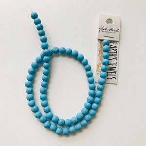 John Bead Earth’s Jewel Round Matte Blue Turquoise 8mm 16” Bead Strand